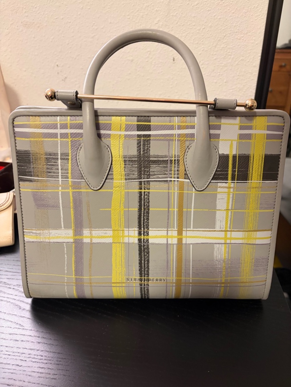 Strathberry Handle Bag Detachable Strap Gold Hardware Inner Pockets Pristine